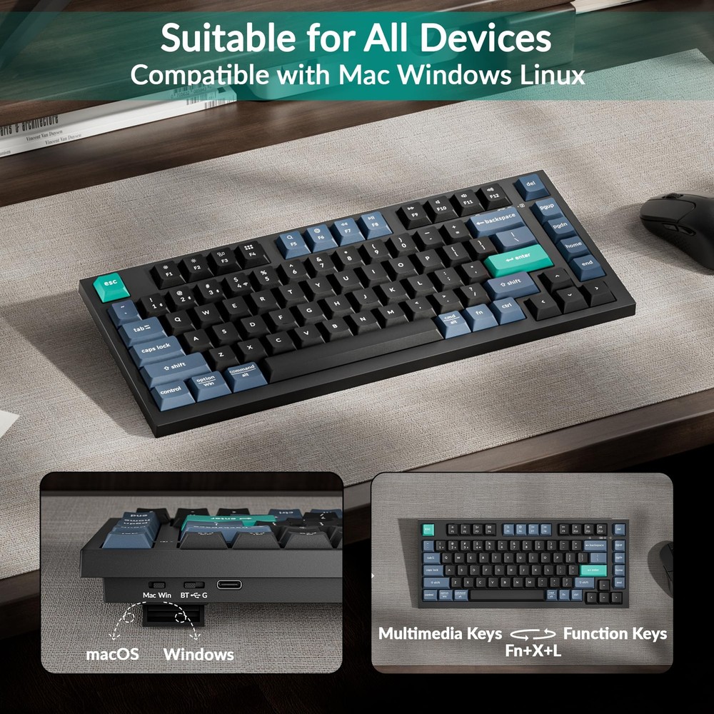 B31 Wireless Silent Keyboard, 75% Layout Quiet Typing Custom Programmable, 2....