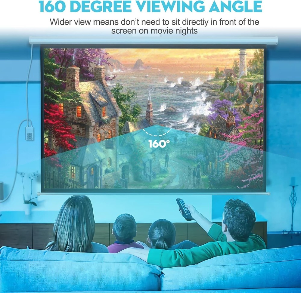 Electric Projector Screen with Remote, 120 inch Projector Screen, Automatic A...