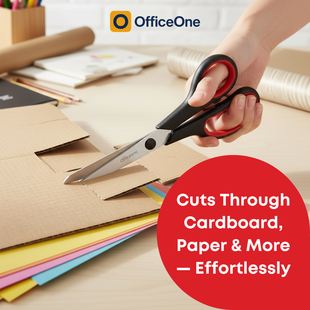 OfficeOne 3-Pack Heavy Duty Scissors 8" – Ultra Sharp Multipurpose Scissors with