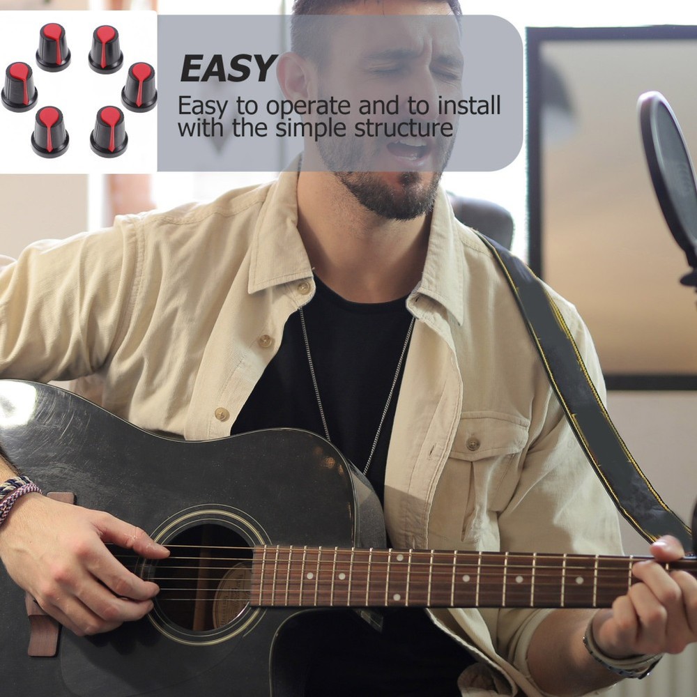 50 Pcs Electric Guitar Potentiometer Knob Handle Plastic Cap Pedal Knobs