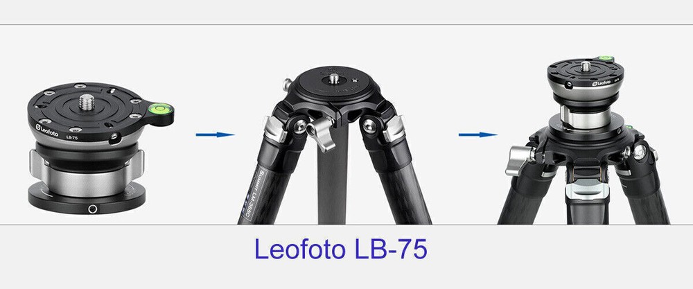 Leofoto LB-75 Leveling Base Quick Adjust Horizontal Head for Tripod，Load 55lb