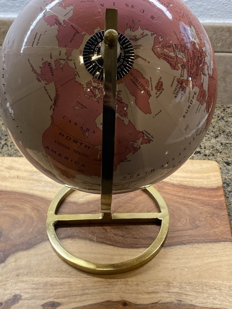 World Globe Pink With Gold Tone Solid Stand Desktop
