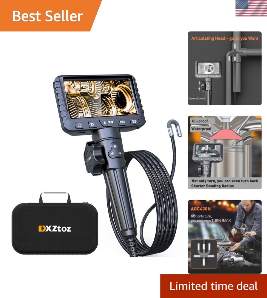 Bidirectional Snake Camera with Adjustable LED for Automotive Diagnostics