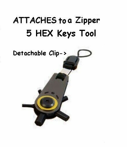 Guildsman Survival Hex Key Tool Zipper Pull ~ Attach to a COAT, Case Zipper pull