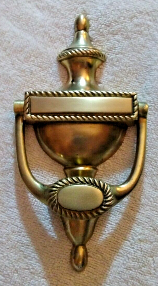 SOLID BRASS VICTORIAN URN & ROPE DESIGN DOOR KNOCKER