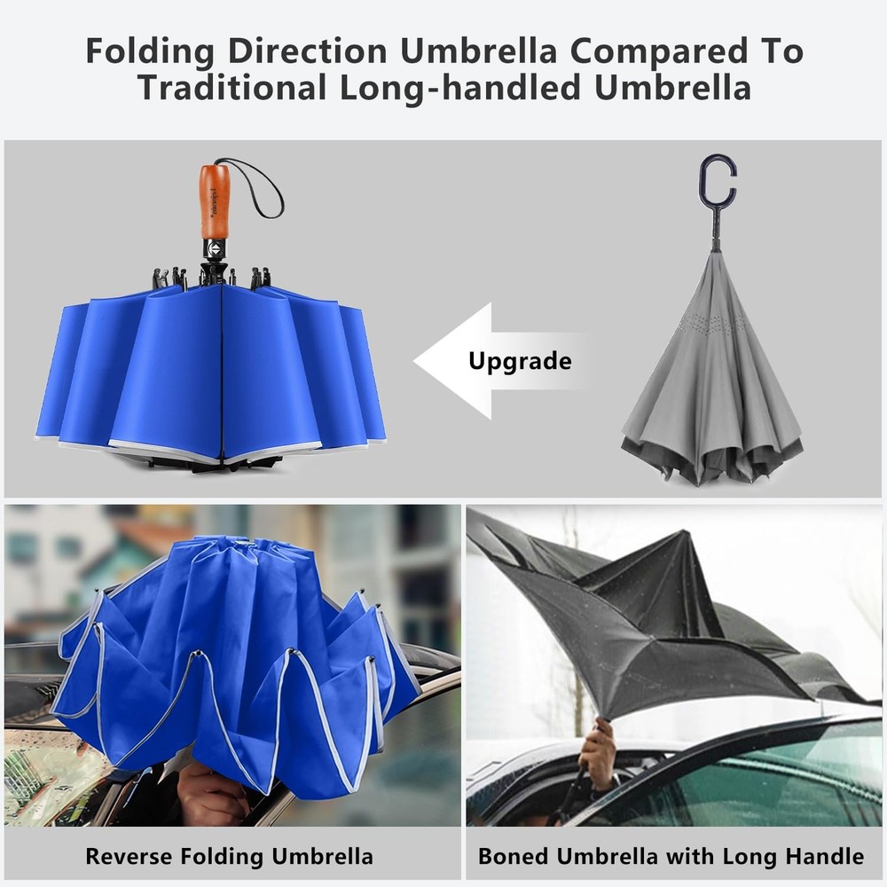 Lejorain Golf Umbrella Reverse Folding-50inch Large Automatic Compact Inverted