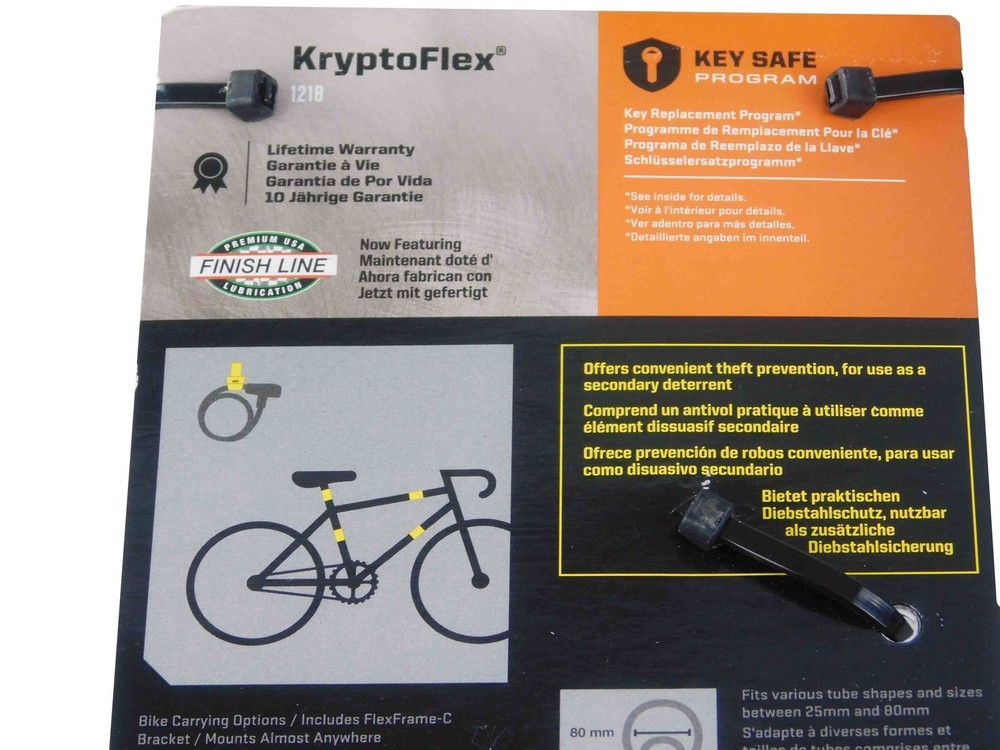 Kryptonite KryptoFlex 1218 6 ft Key Cable w/ FlexFrame-C bracket 2-Pack