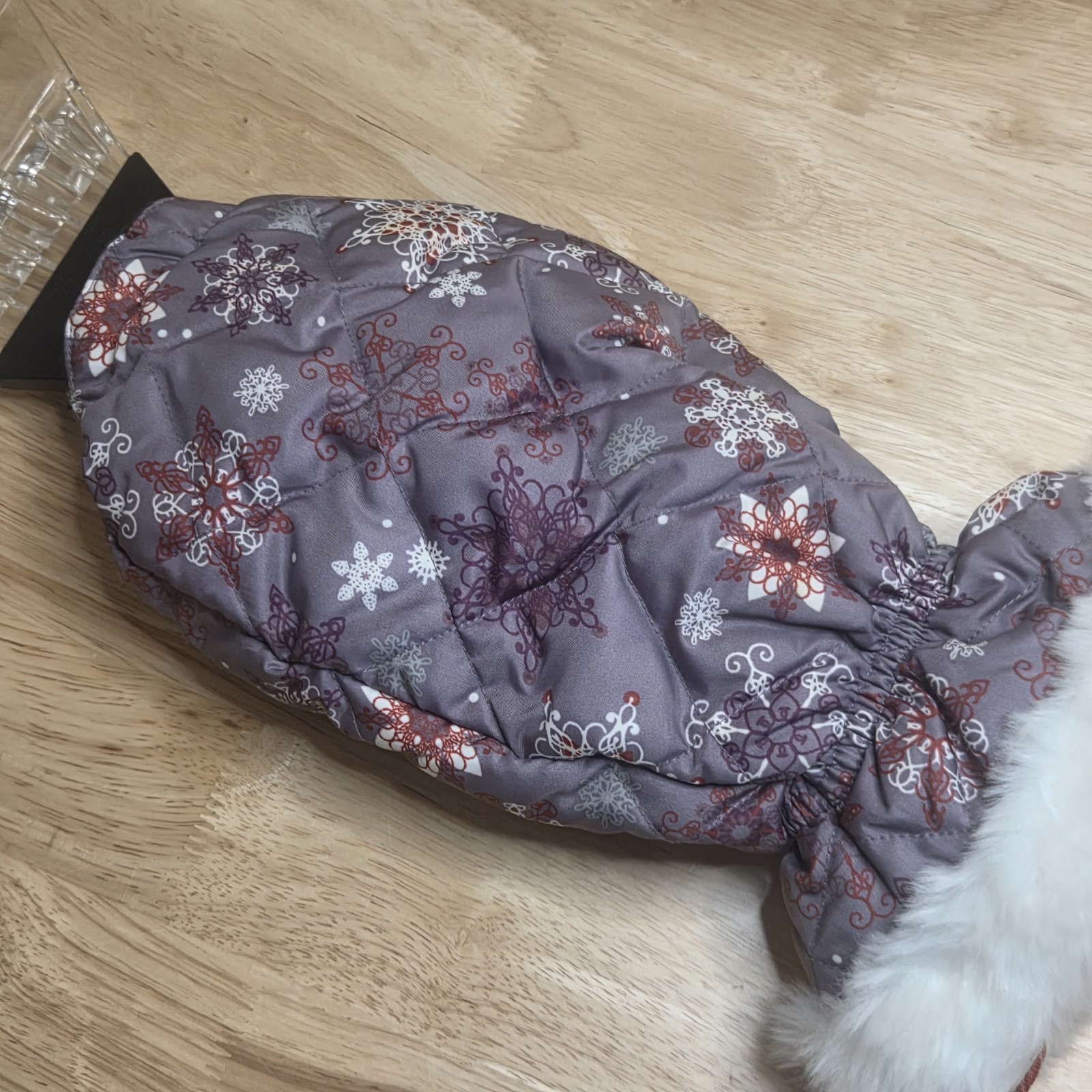 Vintage Eddie Bauer Goose Down Fitted Ice Scraper Mitt (Purple Snowflake Design)