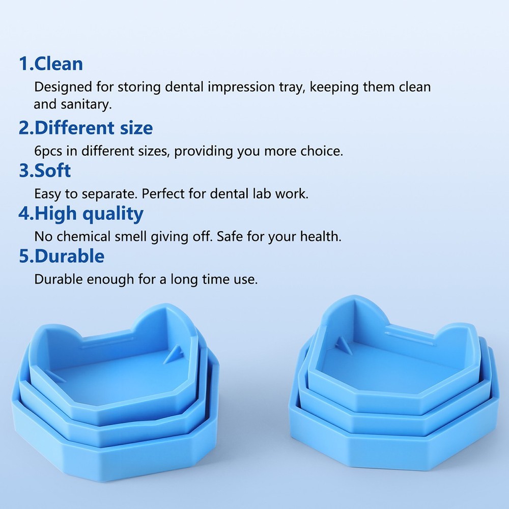 6pc Dental Model Base Silicon Rubber Plaster Denture Tray Impression Former Bas