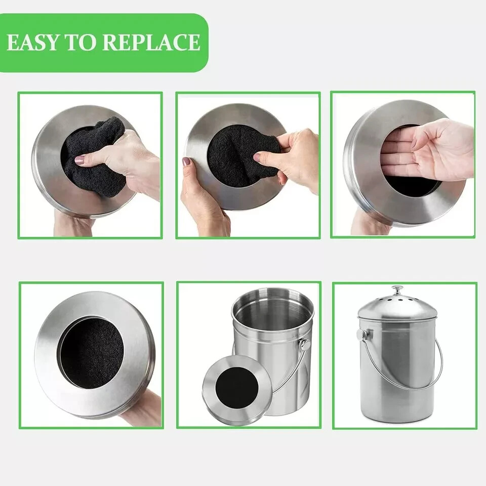 7 Pack Compost Bin Charcoal Filters round Indoor Kitchen Compost Bucket