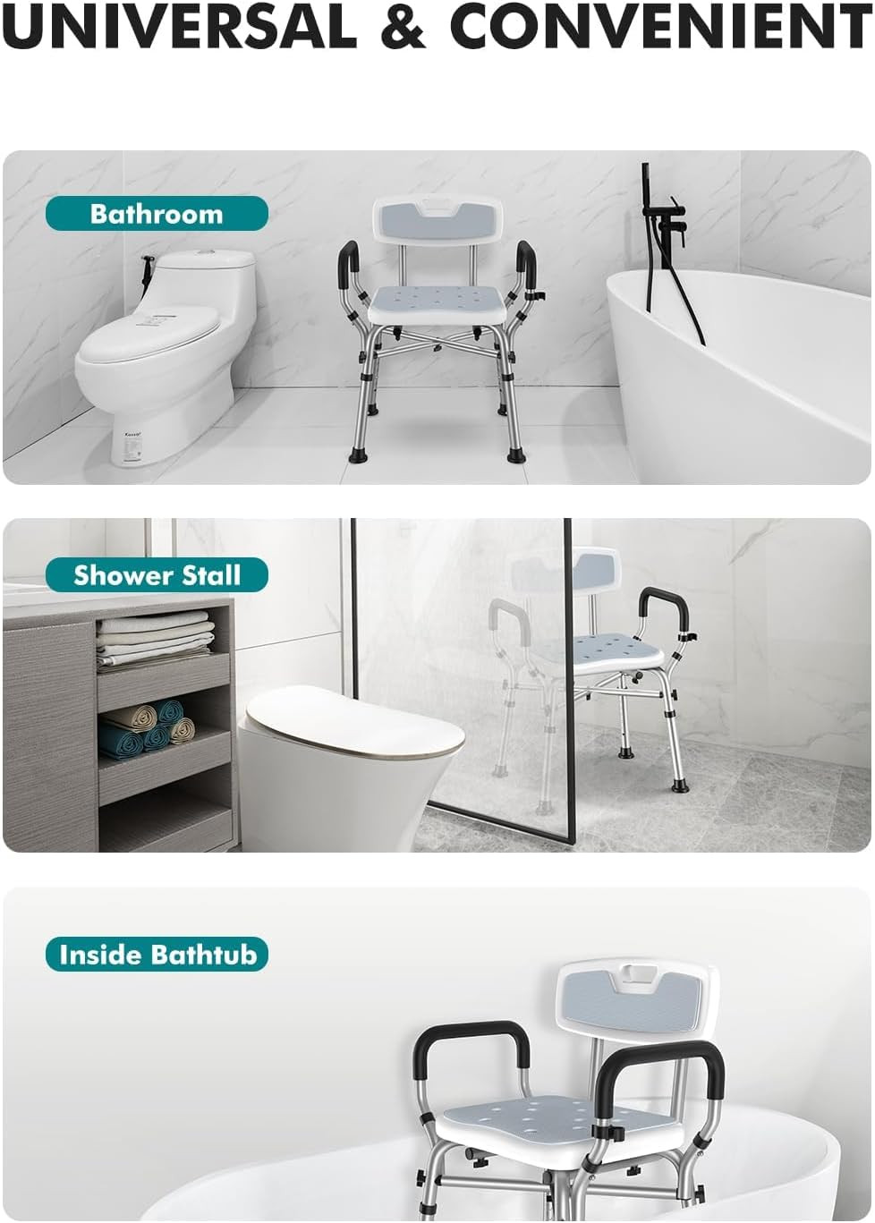 Shower Chair for Elderly and Disabled, 550 lbs Shower Chair for Inside Shower