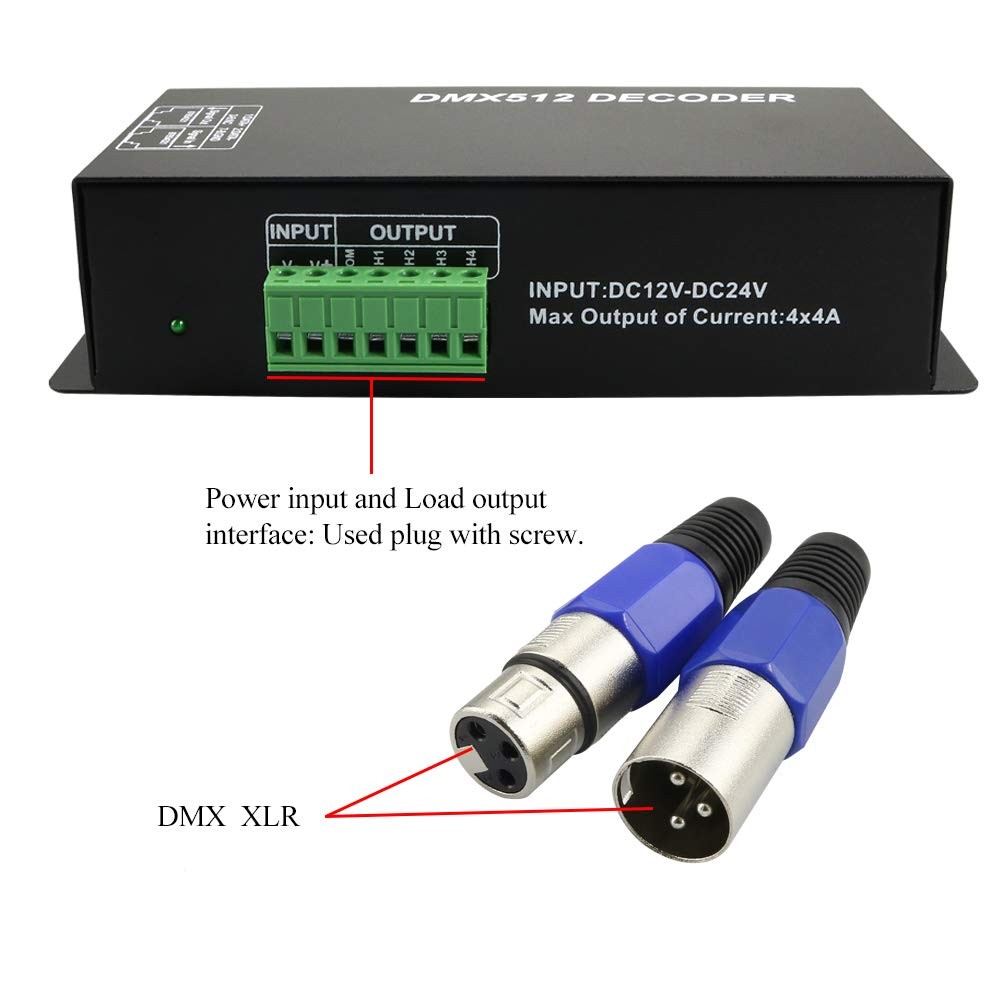 4 Channel DMX512 LED Decoder Controller Digital Display DC5V24V 4X4A RGB