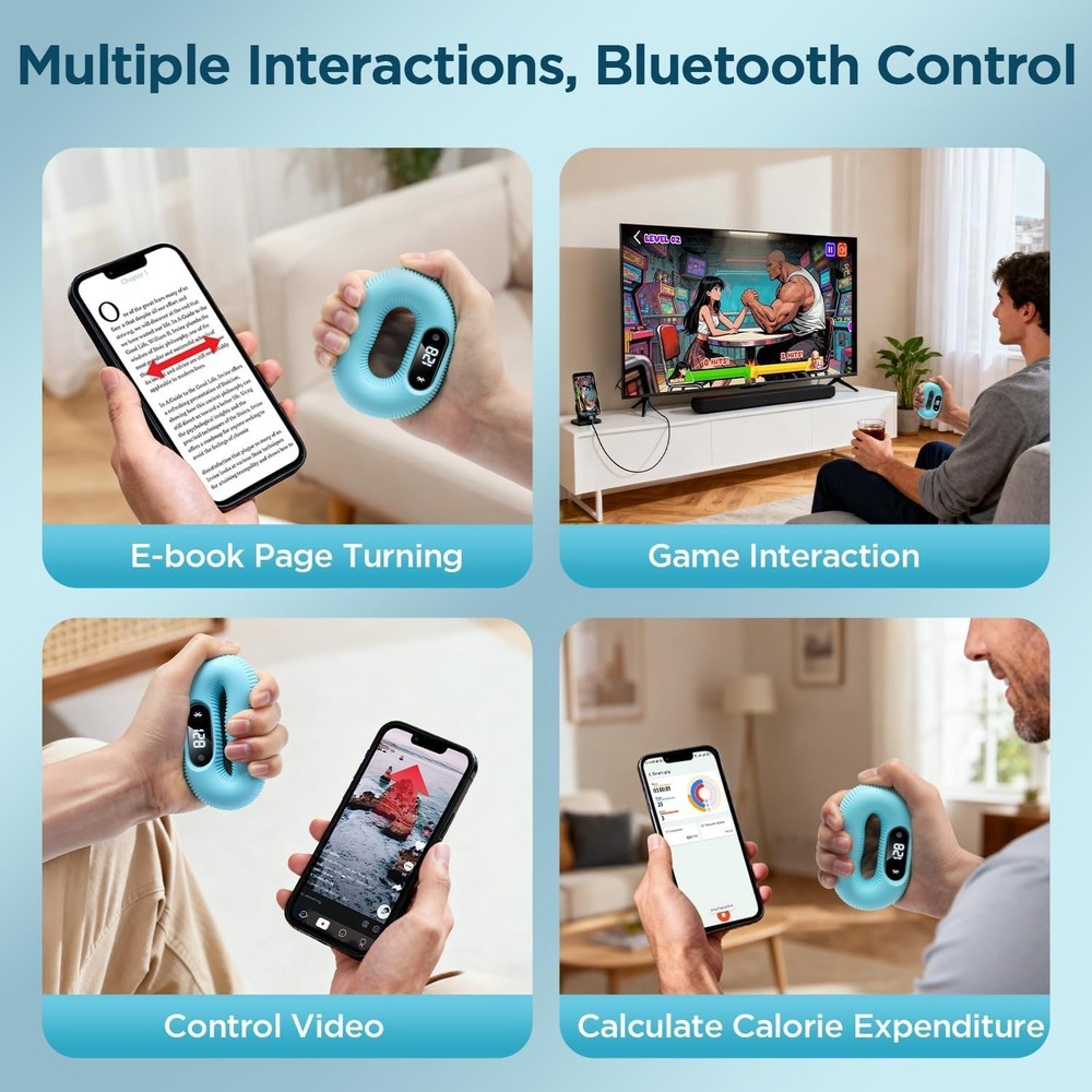30lb Smart Grip Trainer - Durable Silicone with Interactive Games & HID Browsing