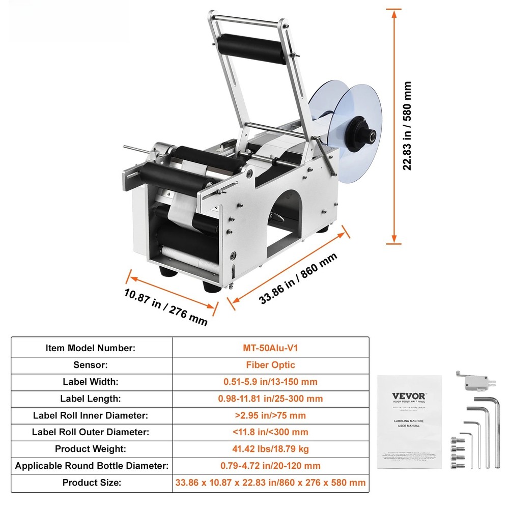 Semi-Automatic Round Bottle Labeling Machine 20-50/min Electric Label Applicator