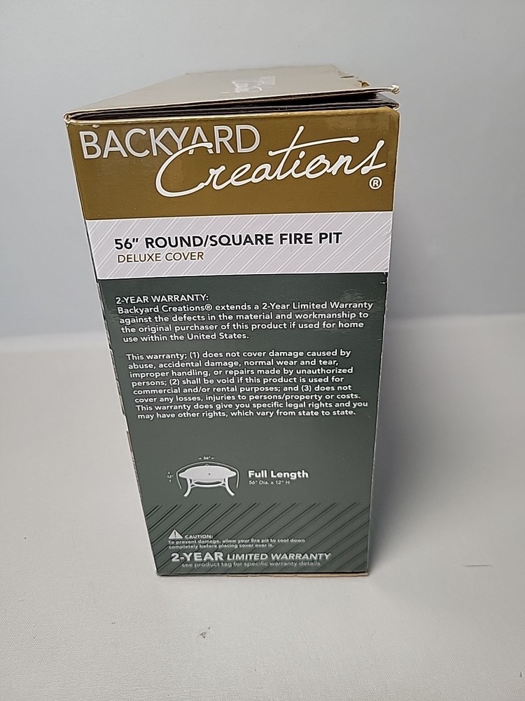 56" Backyard Creations Round/ Square Fire Pit Deluxe Cover.