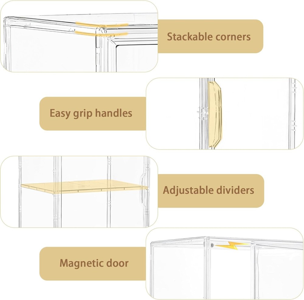 Acrylic Display Case for Collectibles, Adjustable 3-Layer Clear Storage Bin