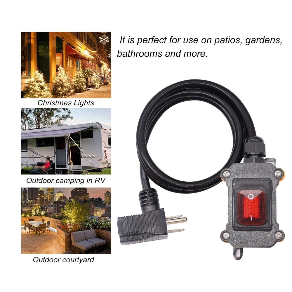 Extension Cord with Switch On/Off,IP67 Waterproof Inline Cord Switch with 4FT...