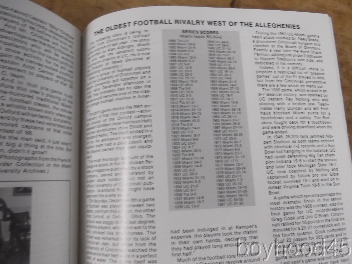 The 100 YEARS GAME PROGRAM--MIAMI OF OHIO VS. CINCINNATI--1988
