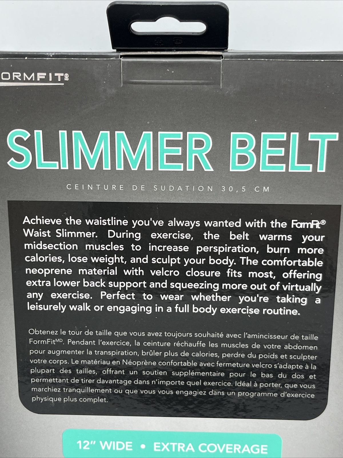 FORMFIT 12" Slimmer Belt Waist Trainer Tummy Shaper Fat Band SMSB-1007-BK BLACK