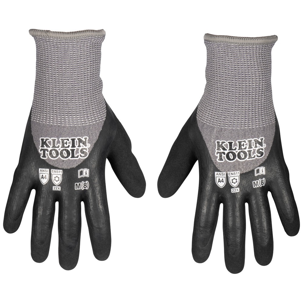 Klein Tools 60838 Winter Knit Dipped Gloves, Cut Level A4, Touchscreen, Medium