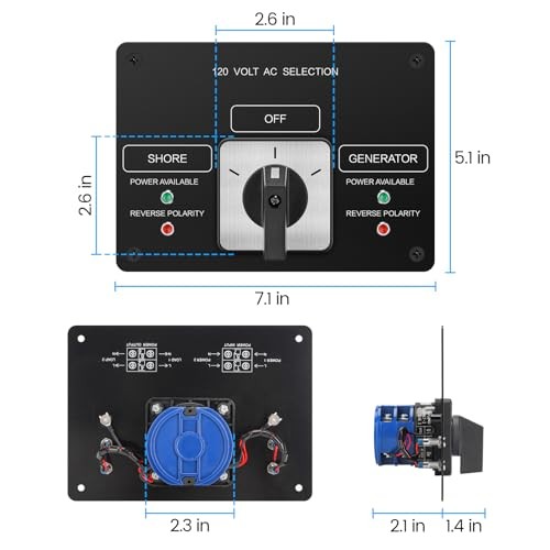AC Rotary Switch Panel 2 Position, 120V 30A Selector Switch with Reverse