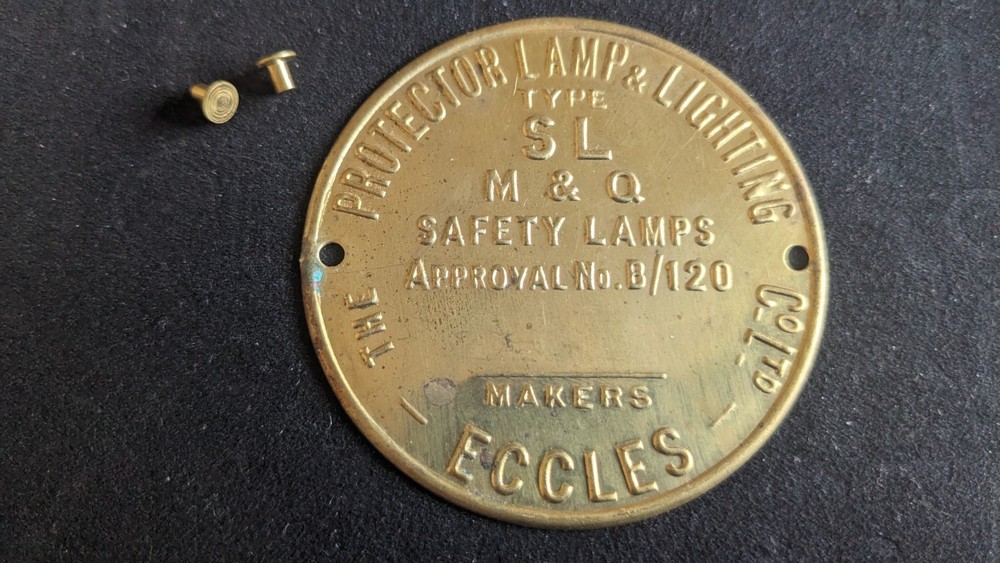 Protector Type SL Replacement Miners Lamp Badge Brass