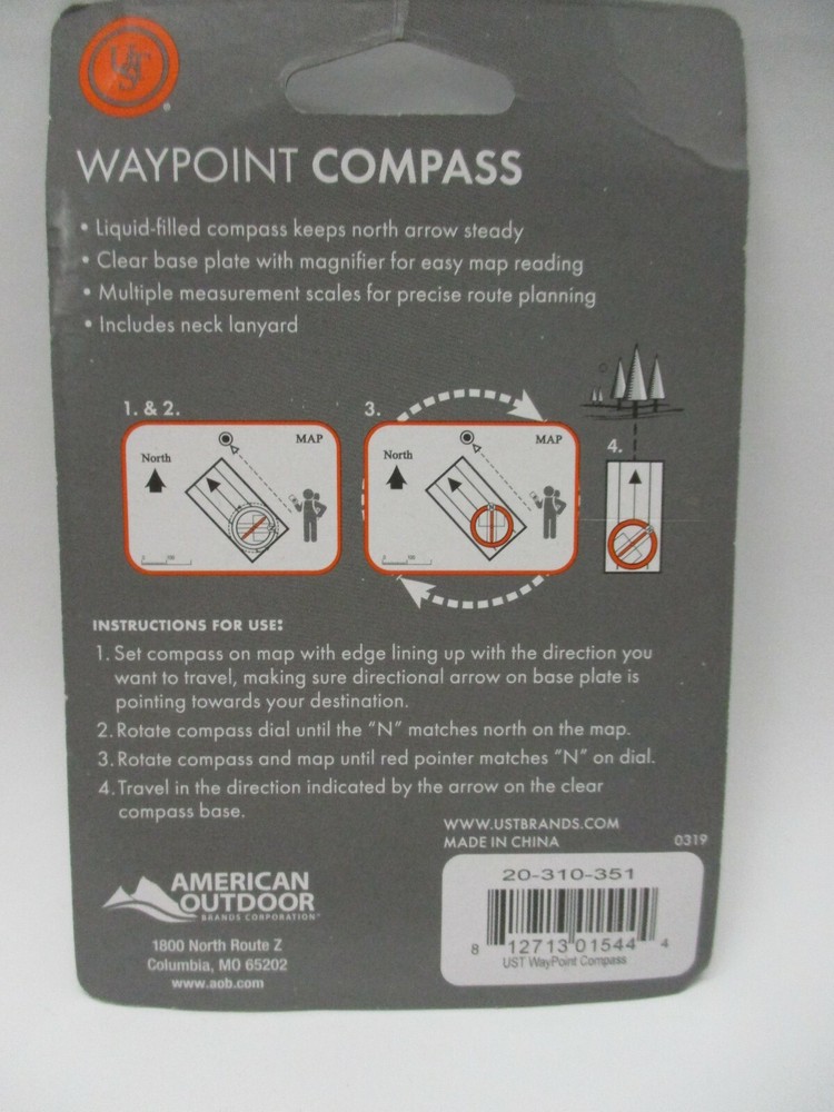 UST Ultimate Survival Technologies WayPoint Compass Camping - new