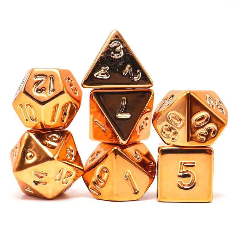 7-Piece Electro Plated DND Dice Set Polyhedral Tabletop Game Dice Role-Playing