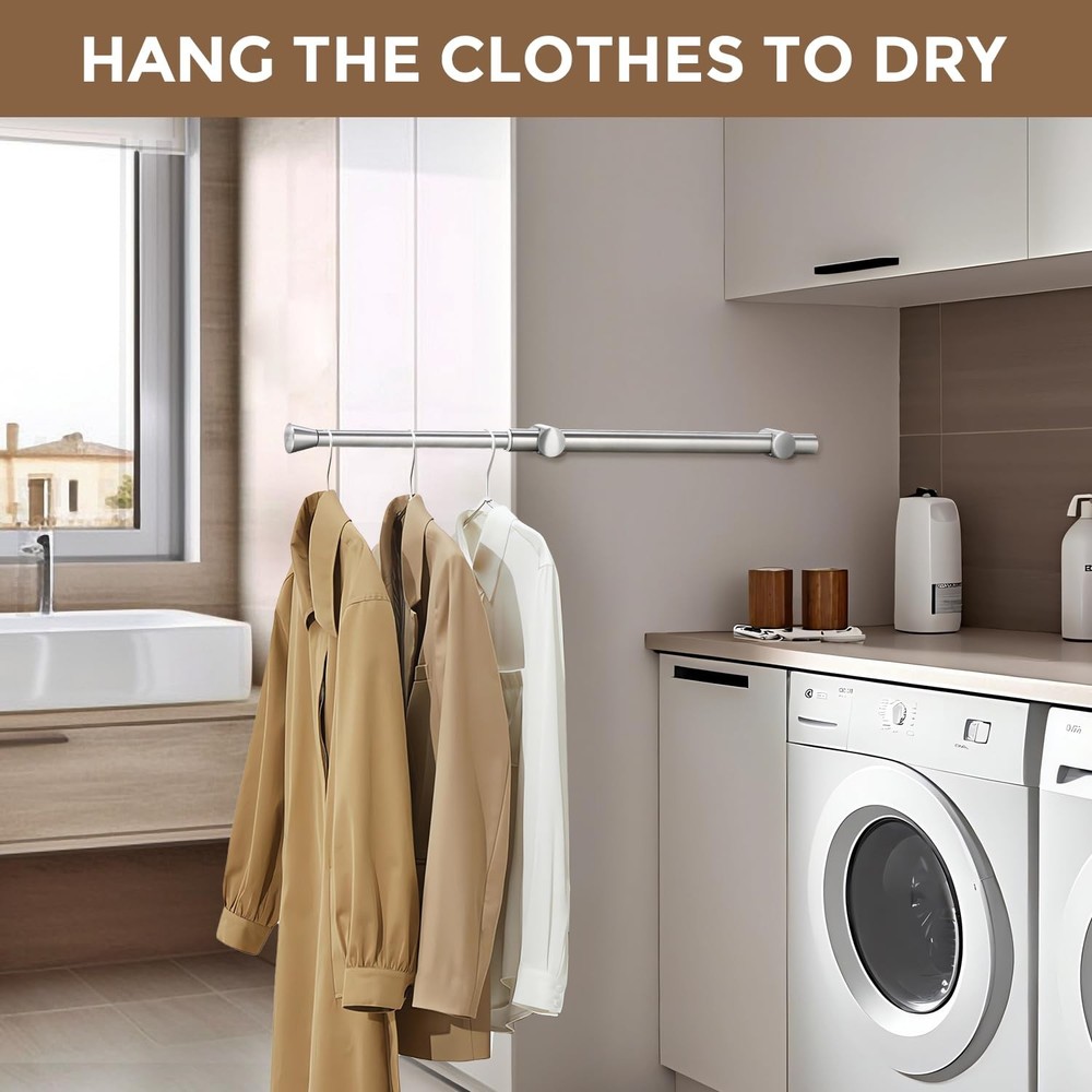 12" Valet Rod for Closet Pull Out, Adjustable Expandable 1PC, Silver