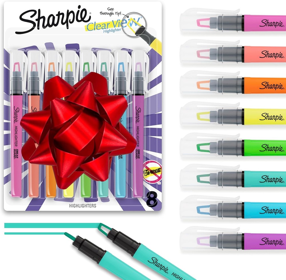 Sharpie Clear View Highlighter Sticks, Chisel 8 Count (Pack of 1), Assorted