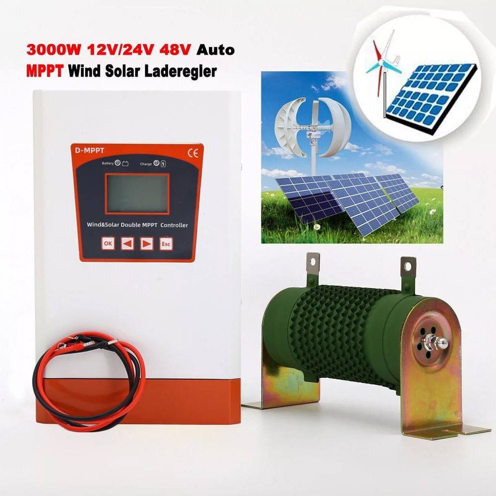 Auto Solar Panel & Wind Charge Controller 12V/24V/48V Regulator Dual MPPT System