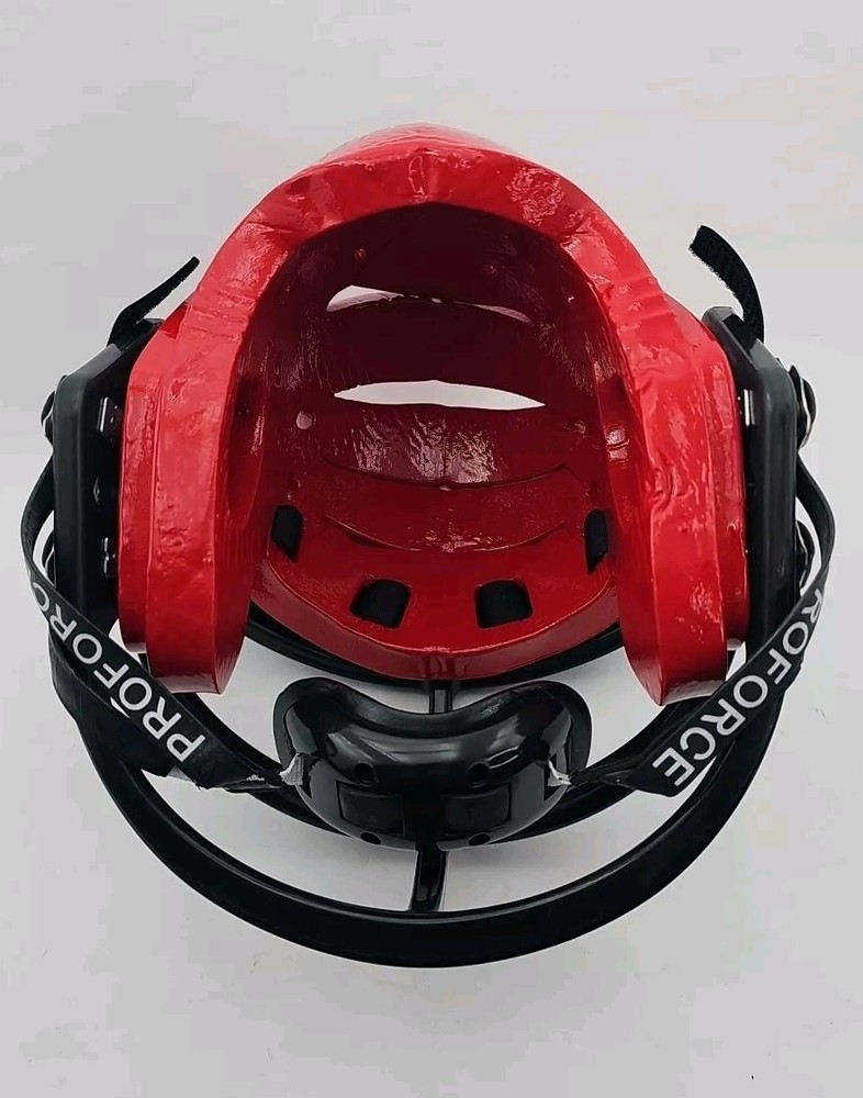 ProForce Lightning Karate Helmet w/ Faceguard Cage Face Shield- Red Large