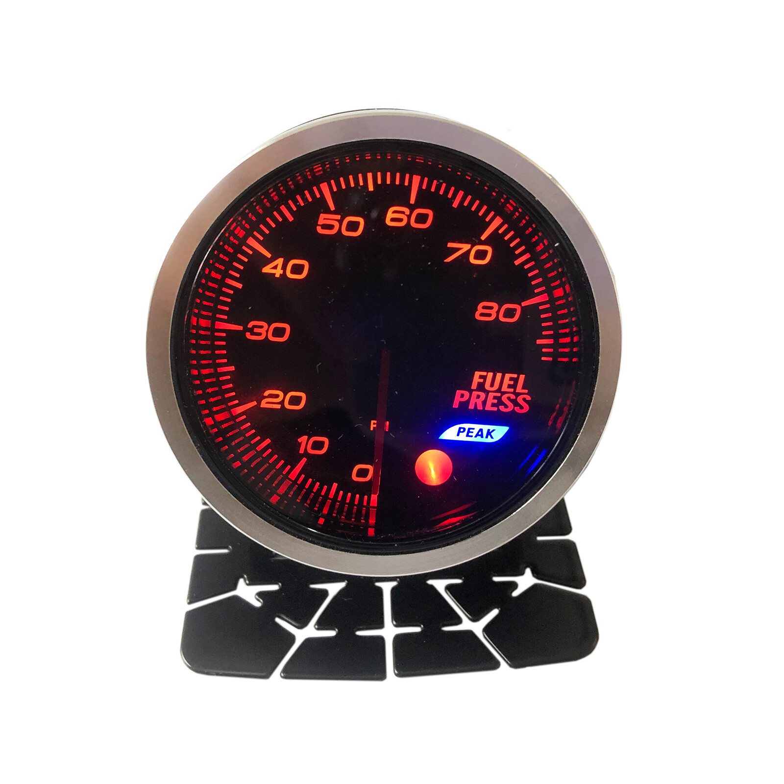 0-80 PSI 52mm 2-1/16" Fuel Pressure Gauge 7 Color Meter W/ Press Alarm Sensor