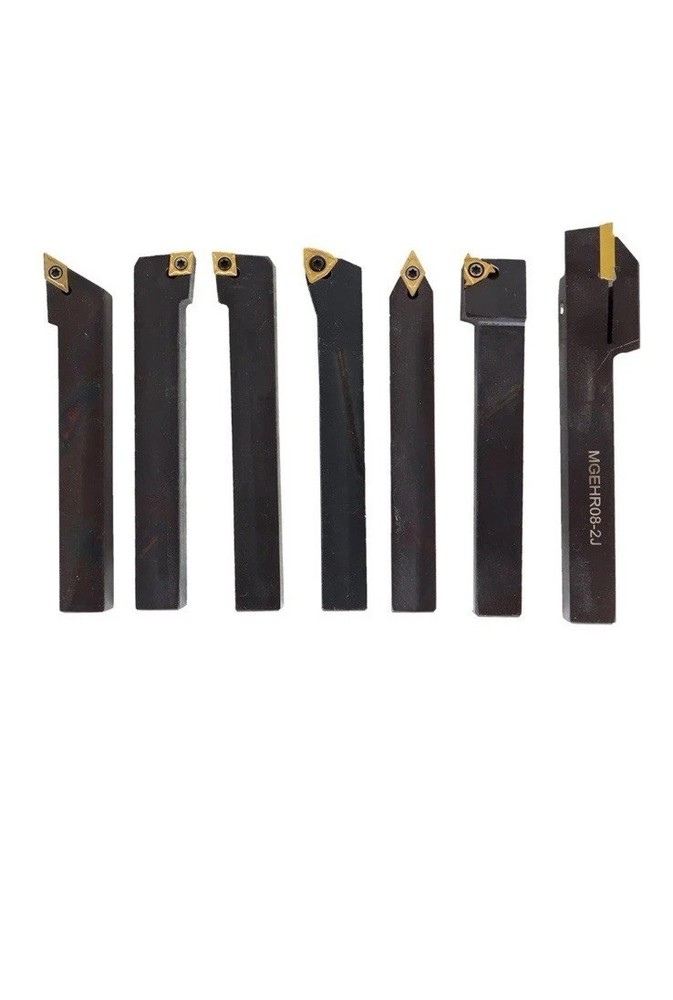 7PC Carbide Indexable Turning Tool 1/2" Lathe Tool Bit Set Thread Insert+Holder
