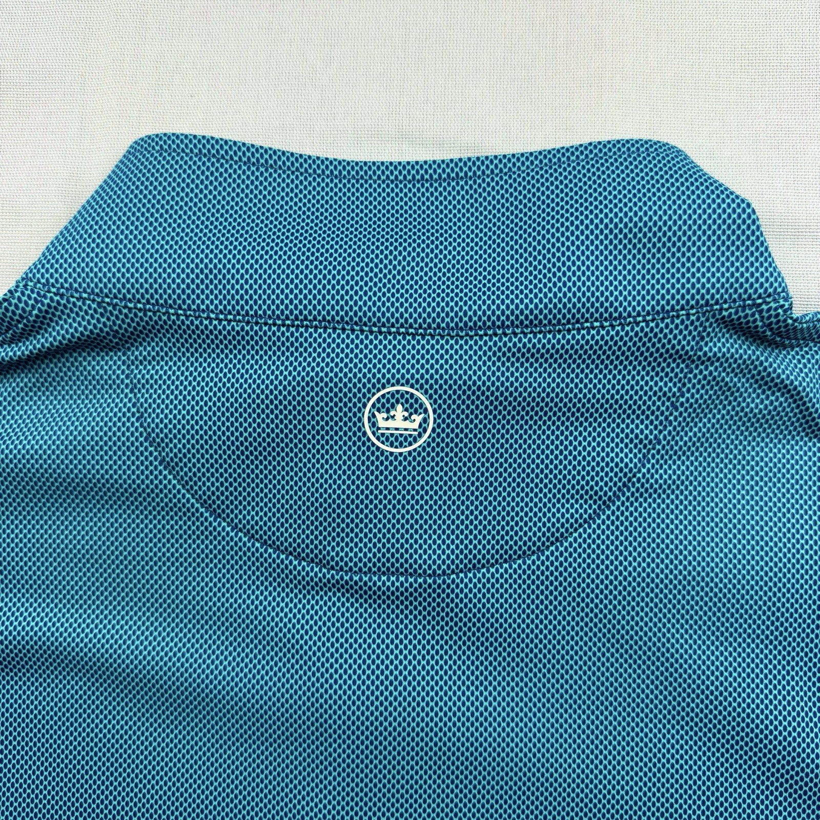 Peter Millar Crown Sport Perth Geo Print Quarter Zip Pullover Navy Green Large