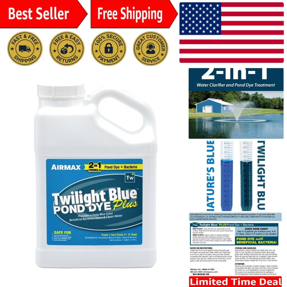 Twilight Blue Colorant & Beneficial Bacteria for Ponds – 1 Gallon Solution