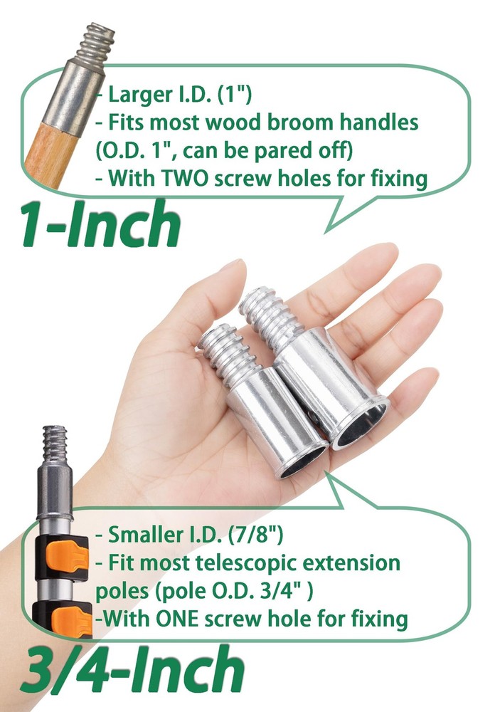 EESC2Y (2-Pack) 1" Threaded Tips Replacement for Extension Poles 1 in, sliver