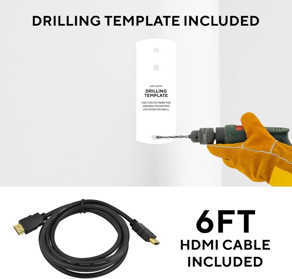 Versatile Full Motion Mount for 10-50" TVs with HDMI Cable for Effortless Setup