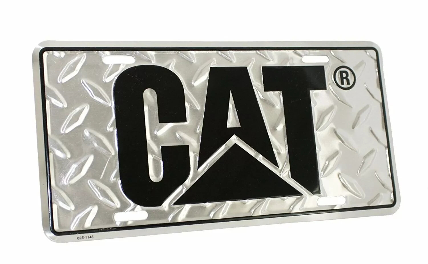 NEW - CAT Aluminum Diamond Plate License Tag - Caterpillar Truck Equipment Gift