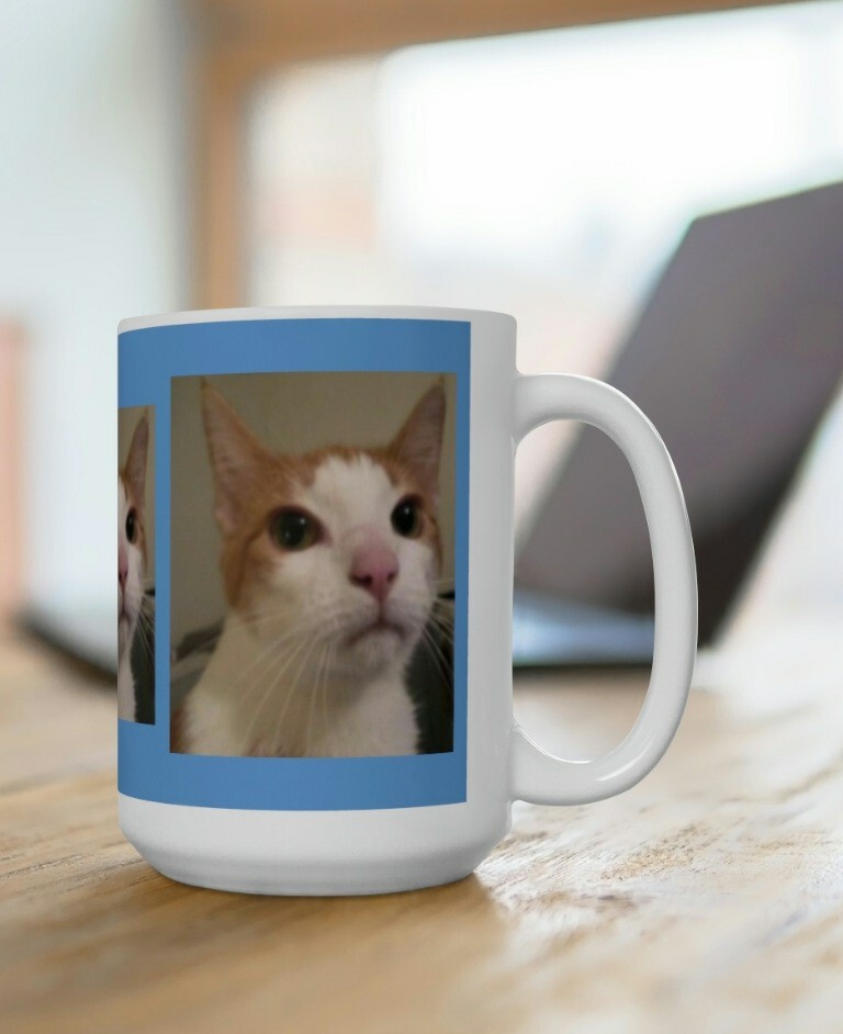 White Ceramic 15 Oz Cat Mug