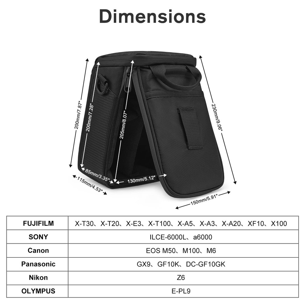 Camera Bag Waterproof Shockproof Lens Case Camera Insert Bag Practical Padded...