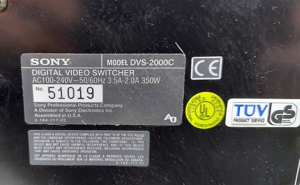 Sony BKDS-2010 + DVS-2000C Digital Video Switcher SET