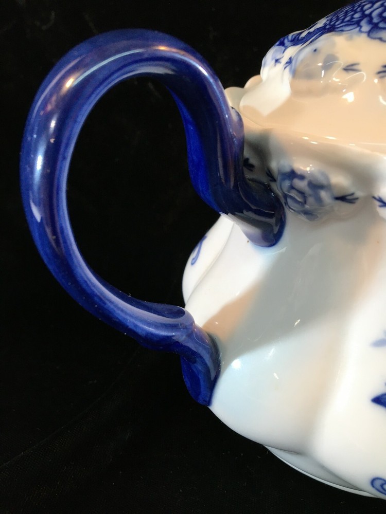 Embossed Blue Floral Ceramic Tea Pot