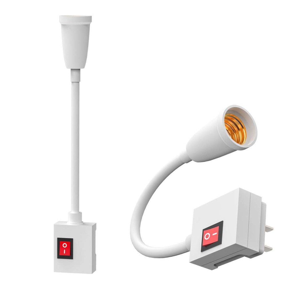 1PCS 360° Flexible E27 Light Bulb Holder Extension Socket Adapter On/Off Switch