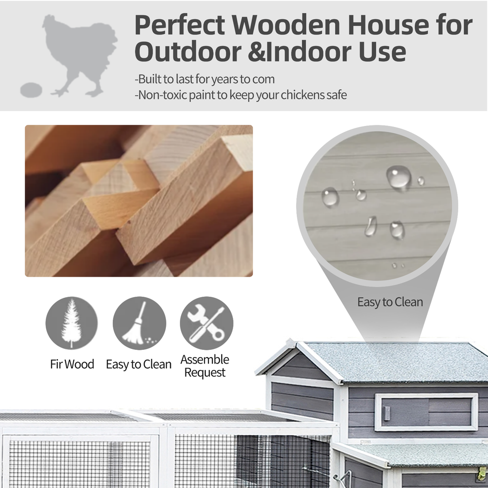 150" Extra Large Wooden Chicken Coops with Locking Nesting Boxes