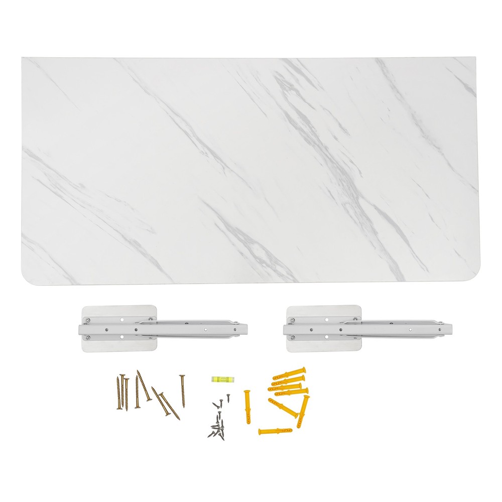 White Folding Wall Desk Wall Mounted Folding Table Rectangular Wall Desk 80x40cm