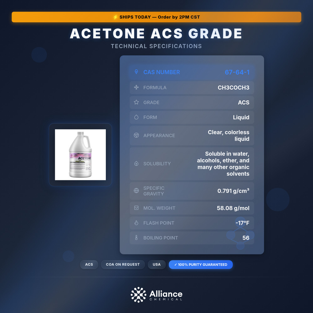 Acetone ACS Grade - 1 Gallon
