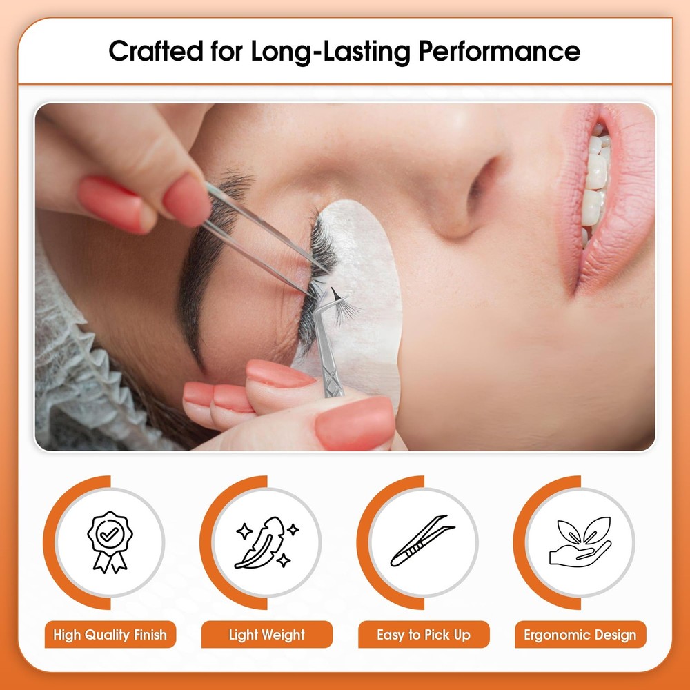 Glory 90 Degree Angle Lash Tweezers for Eyelash 90 Silver, Silver