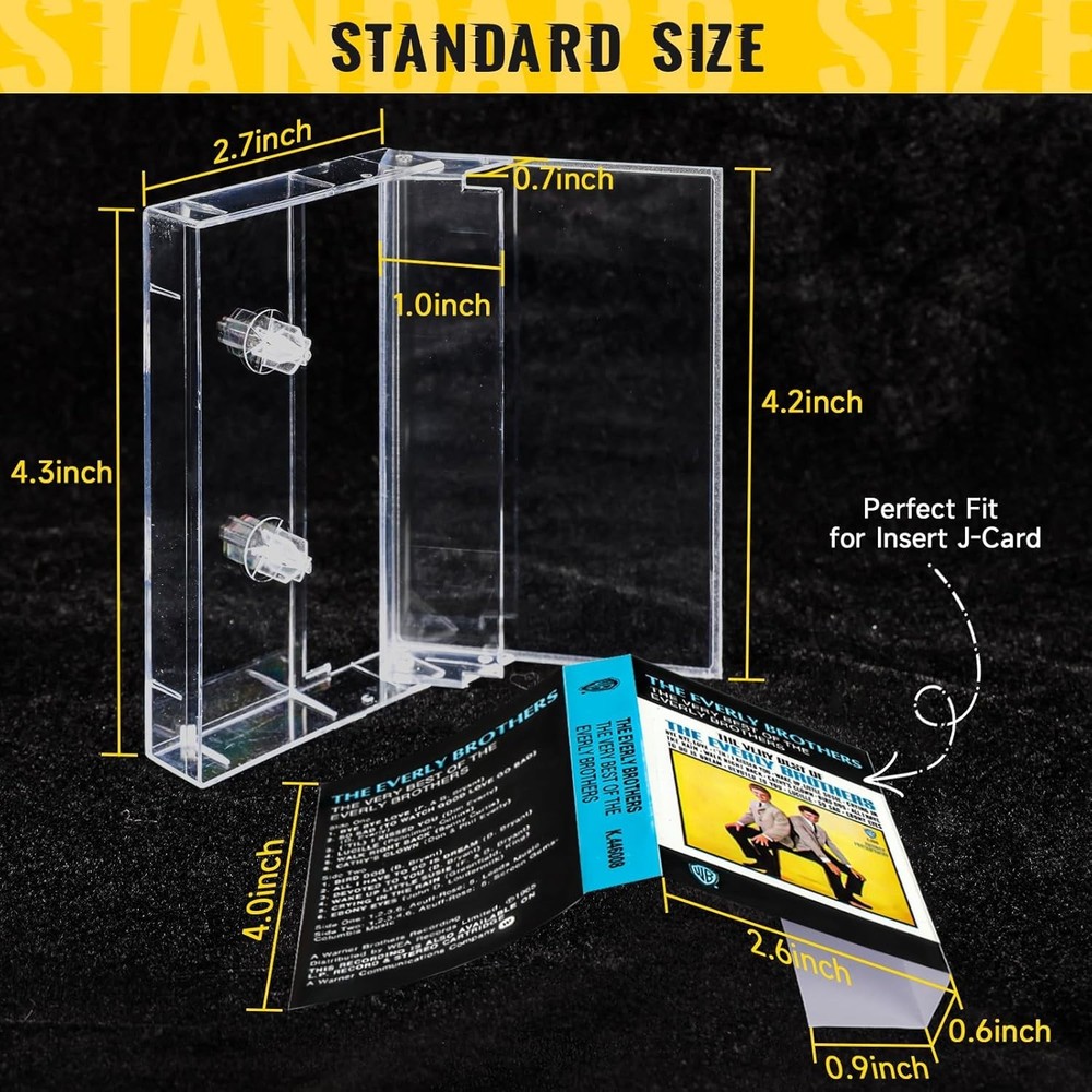 100-Pack Audio Cassette Storage Cases - Clear Plastic Cassette Tape Cases - A...