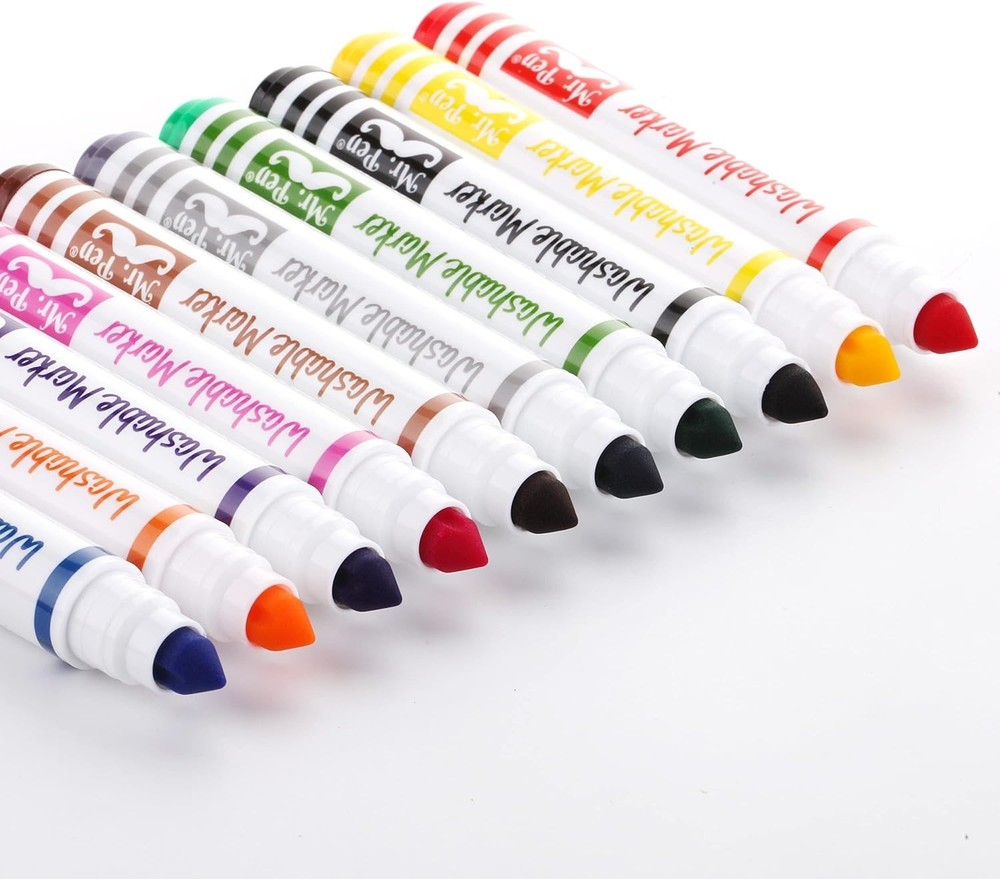 10 Pack Washable Markers Assorted Colors Broad & Fine Tip for Kids